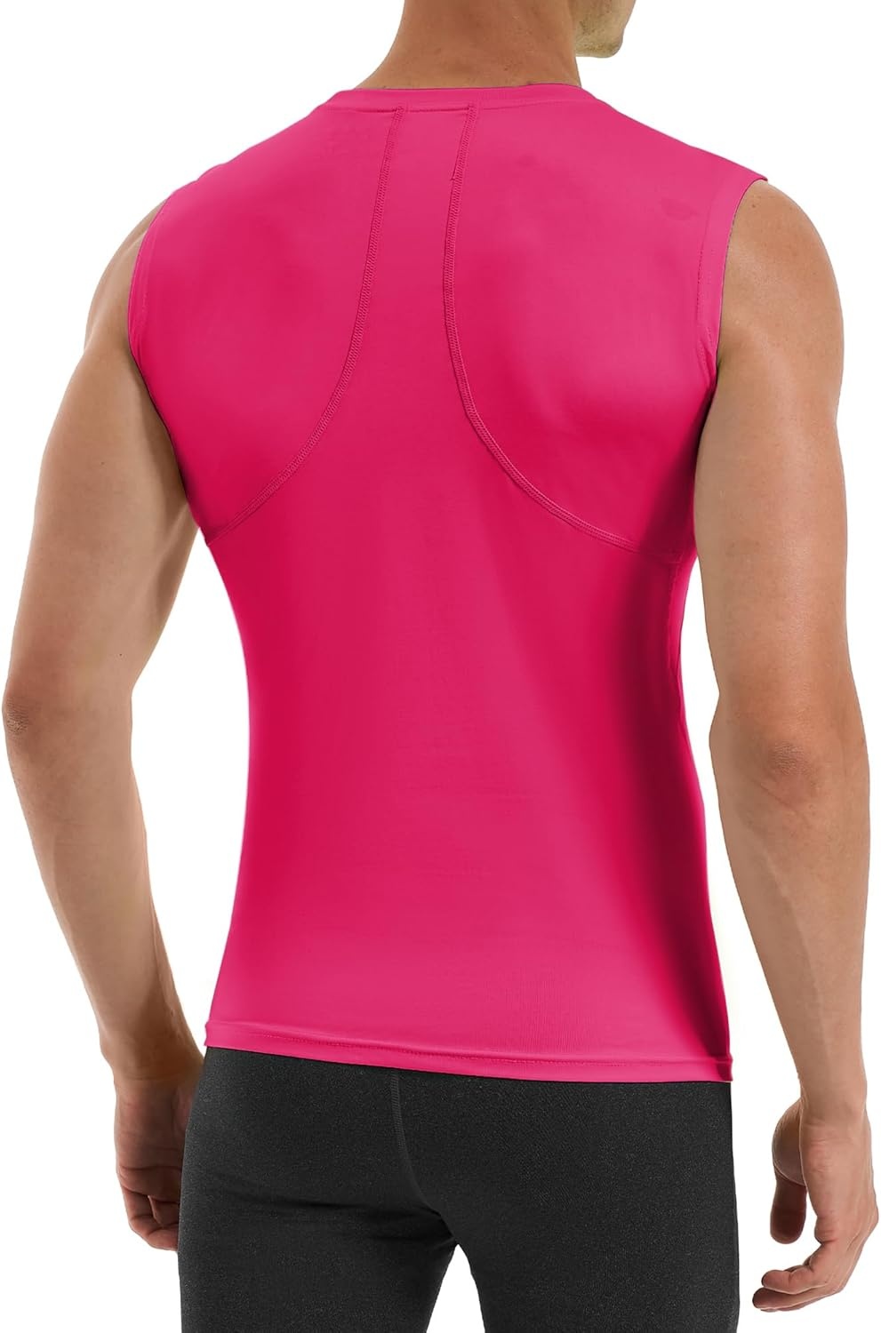 image:imageRunhit Sleeveless Compression Shirt Men Tank Top Athletic Muscle Shirts for MenRose Red