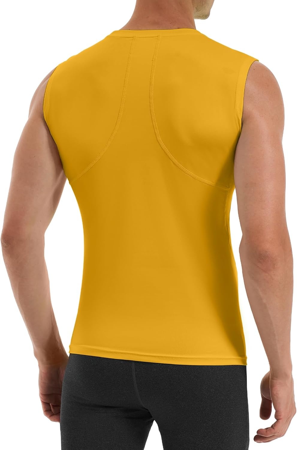 image:imageRunhit Sleeveless Compression Shirt Men Tank Top Athletic Muscle Shirts for MenTurmeric