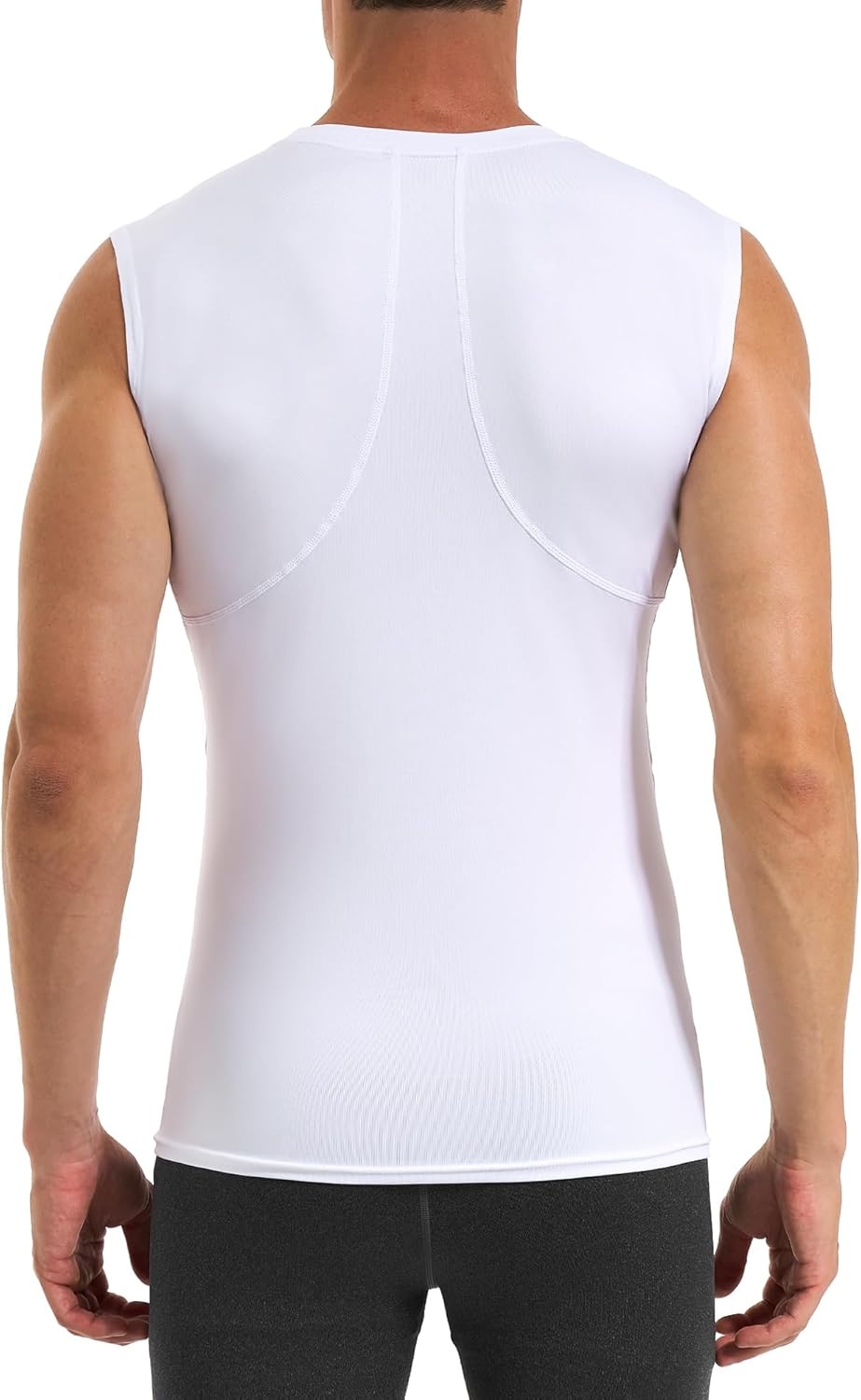 image:imageRunhit Sleeveless Compression Shirt Men Tank Top Athletic Muscle Shirts for MenWhite