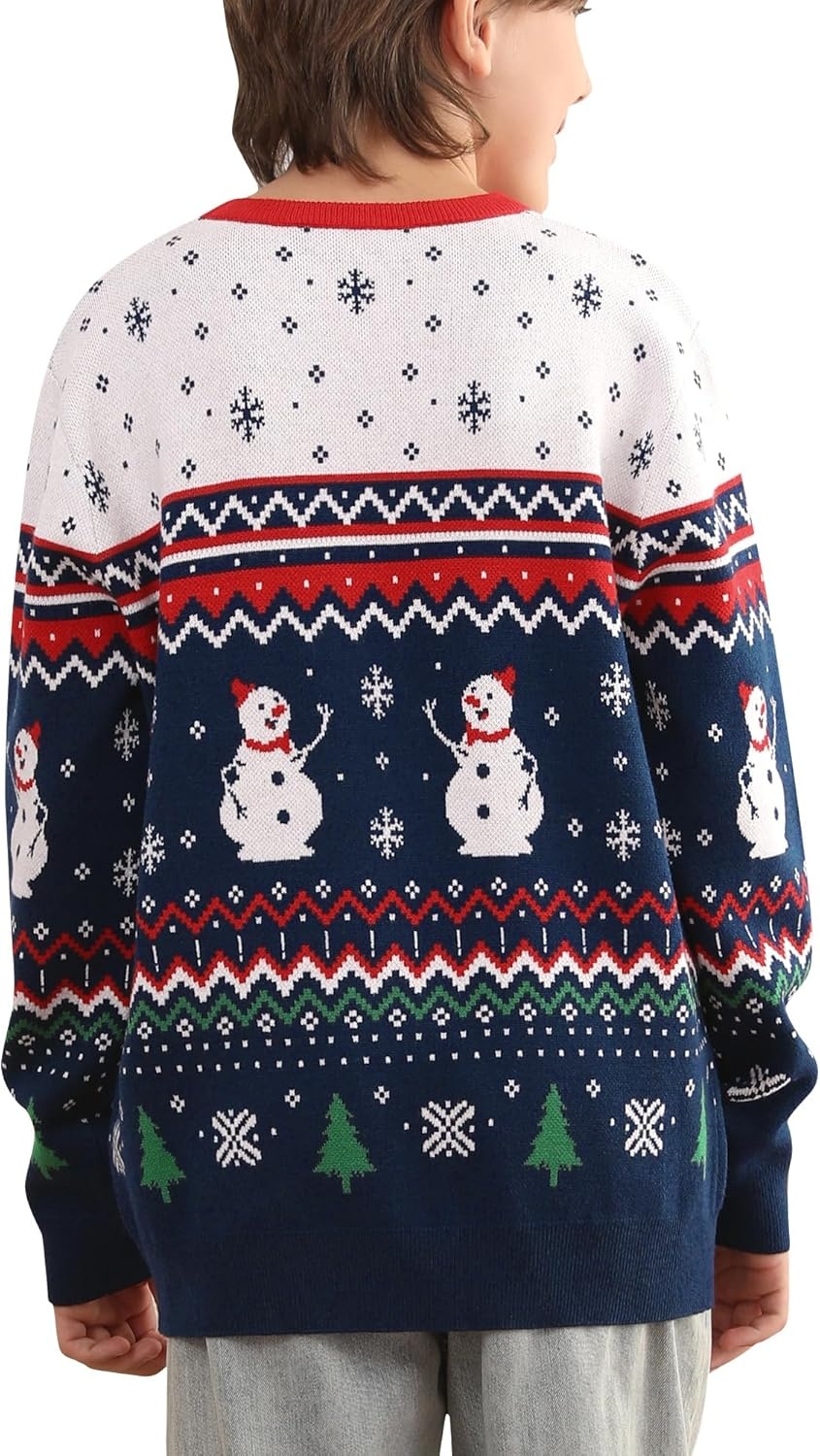 image:imageRunhit Ugly Christmas Sweater for Kids Youth Boys and Girls Funny Crew Neck Xmas Pullover for Holiday Vacation GiftsChristmas Snowman