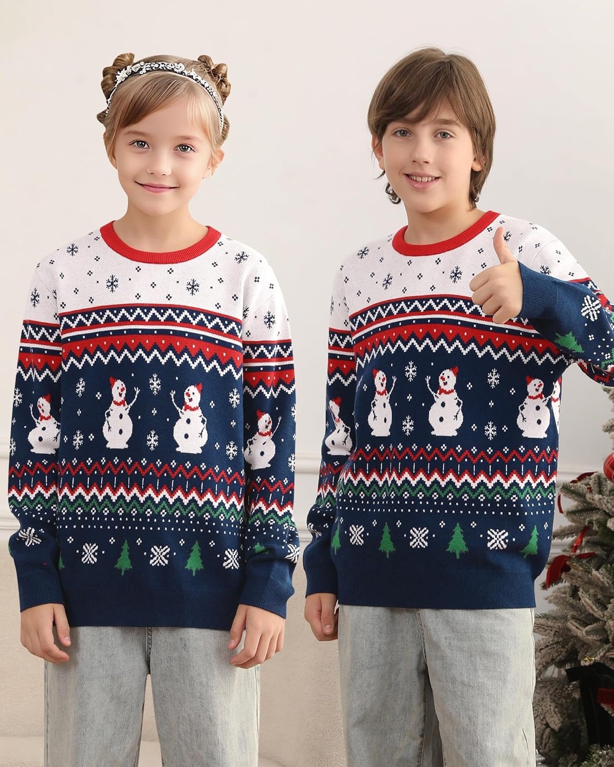 image:imageRunhit Ugly Christmas Sweater for Kids Youth Boys and Girls Funny Crew Neck Xmas Pullover for Holiday Vacation GiftsChristmas Snowman