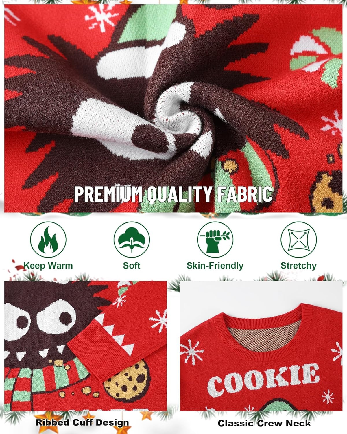 image:imageRunhit Ugly Christmas Sweater for Kids Youth Boys and Girls Funny Crew Neck Xmas Pullover for Holiday Vacation GiftsCookie Thief