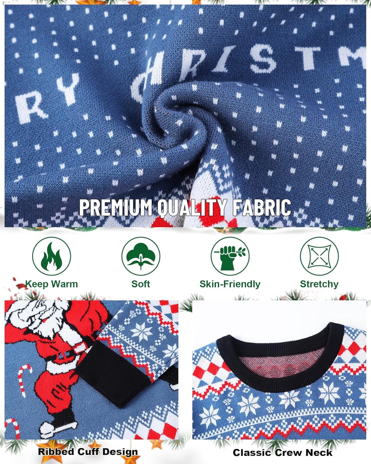 image:imageRunhit Ugly Christmas Sweater for Kids Youth Boys and Girls Funny Crew Neck Xmas Pullover for Holiday Vacation GiftsFunny Santa