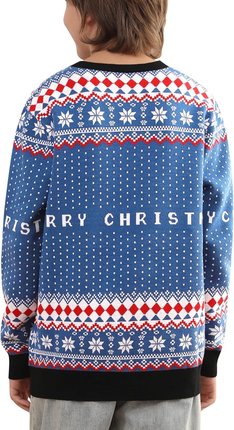image:imageRunhit Ugly Christmas Sweater for Kids Youth Boys and Girls Funny Crew Neck Xmas Pullover for Holiday Vacation GiftsFunny Santa