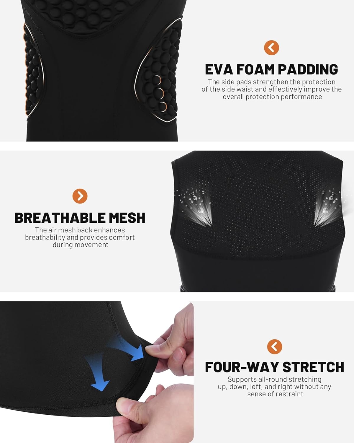 image:imageRunhit Youth Baseball Chest Protector Padded Compression Shirt Heart Rib Sternum Guard for Softball Football LacrosseBlack