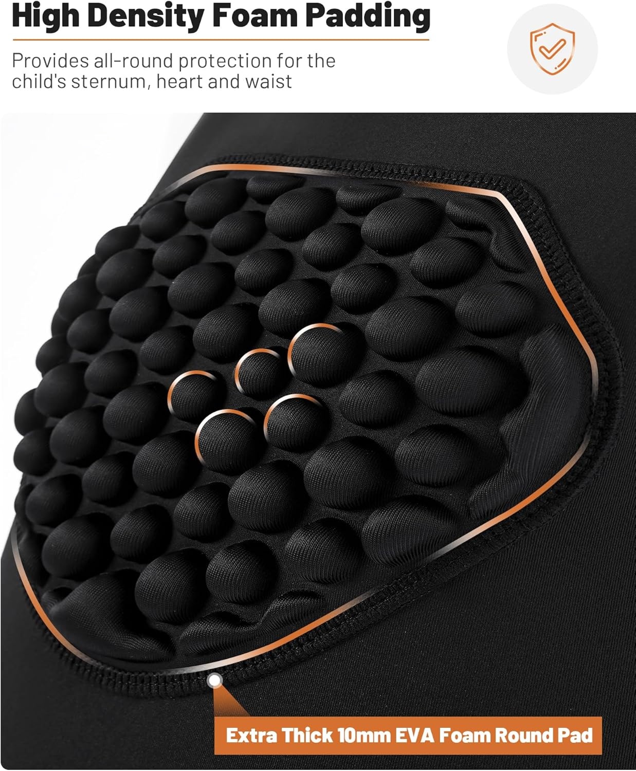 image:imageRunhit Youth Baseball Chest Protector Padded Compression Shirt Heart Rib Sternum Guard for Softball Football LacrosseBlack
