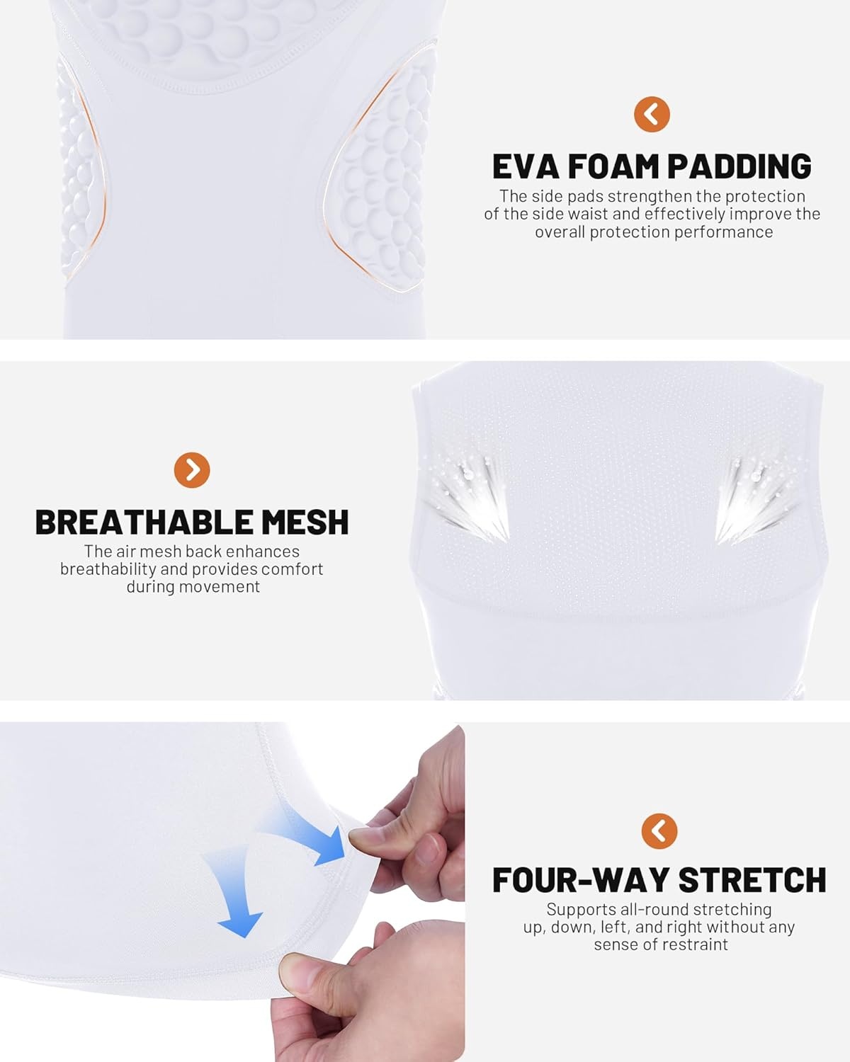 image:imageRunhit Youth Baseball Chest Protector Padded Compression Shirt Heart Rib Sternum Guard for Softball Football LacrosseWhite