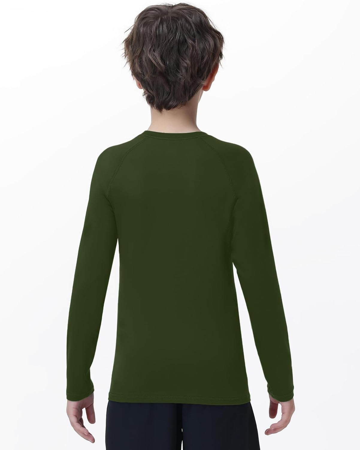 image:imageRunhit Youth Boys Compression Shirt Long Sleeve Kids Football Basketball Undershirt Quick Dry Moisture Wicking Sports TopsArmy Green