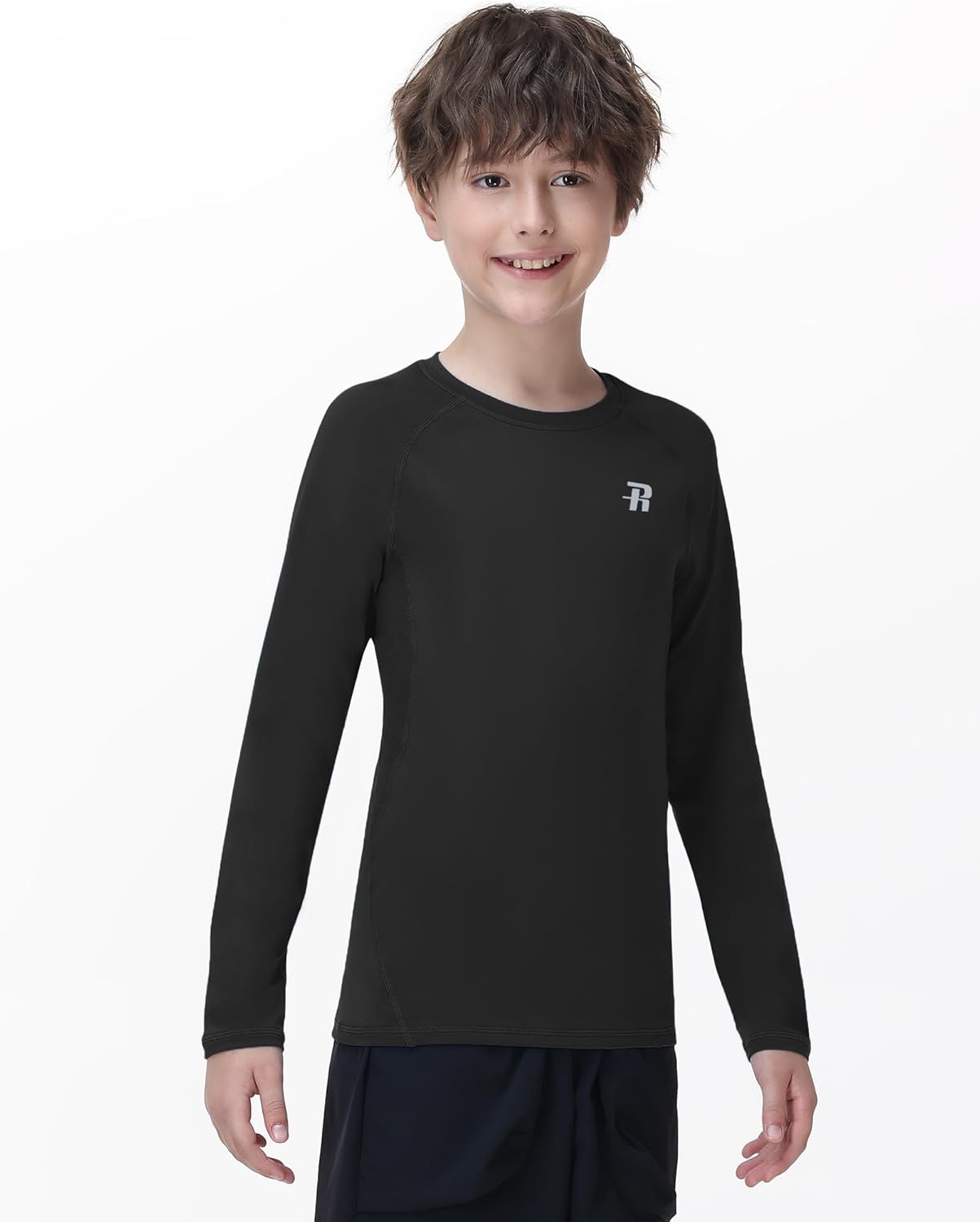 image:imageRunhit Youth Boys Compression Shirt Long Sleeve Kids Football Basketball Undershirt Quick Dry Moisture Wicking Sports TopsBlack
