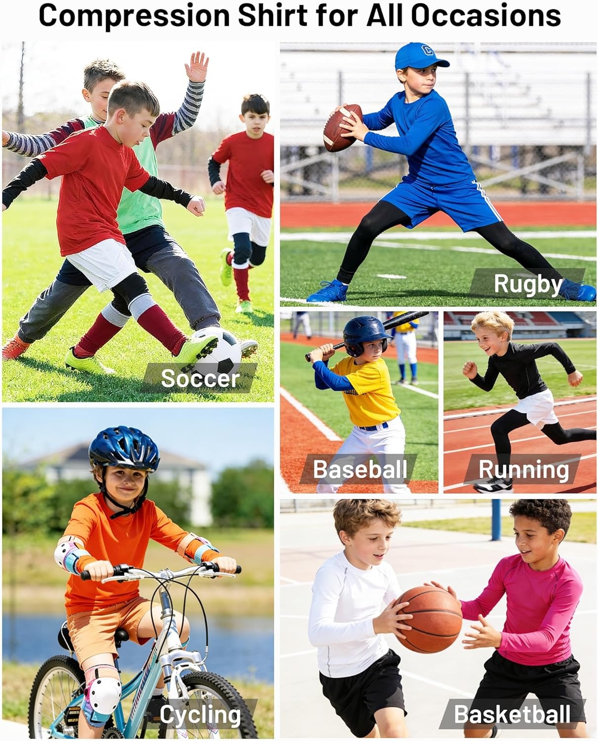 image:imageRunhit Youth Boys Compression Shirt Long Sleeve Kids Football Basketball Undershirt Quick Dry Moisture Wicking Sports TopsRoyal Blue