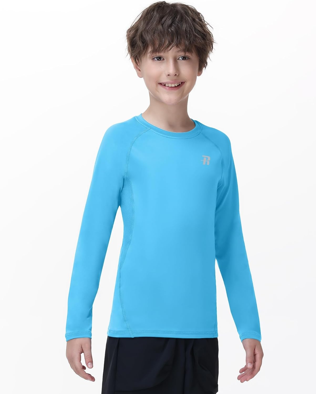 image:imageRunhit Youth Boys Compression Shirt Long Sleeve Kids Football Basketball Undershirt Quick Dry Moisture Wicking Sports TopsSky Blue