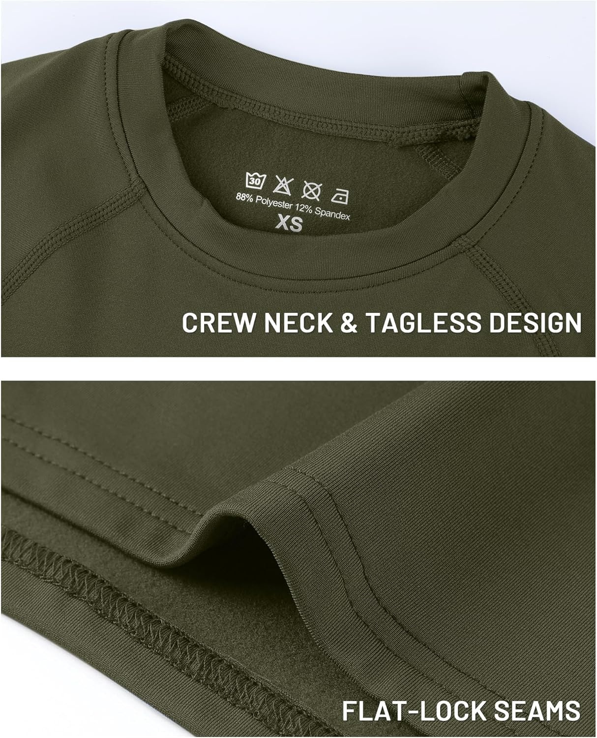 image:imageRunhit Youth Boys Compression Thermal Shirt Long Sleeve Fleece Base Layer Undershirt for Football Baseball Soccer BasketballArmy Green