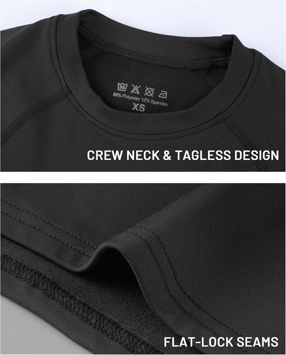 image:imageRunhit Youth Boys Compression Thermal Shirt Long Sleeve Fleece Base Layer Undershirt for Football Baseball Soccer BasketballBlack