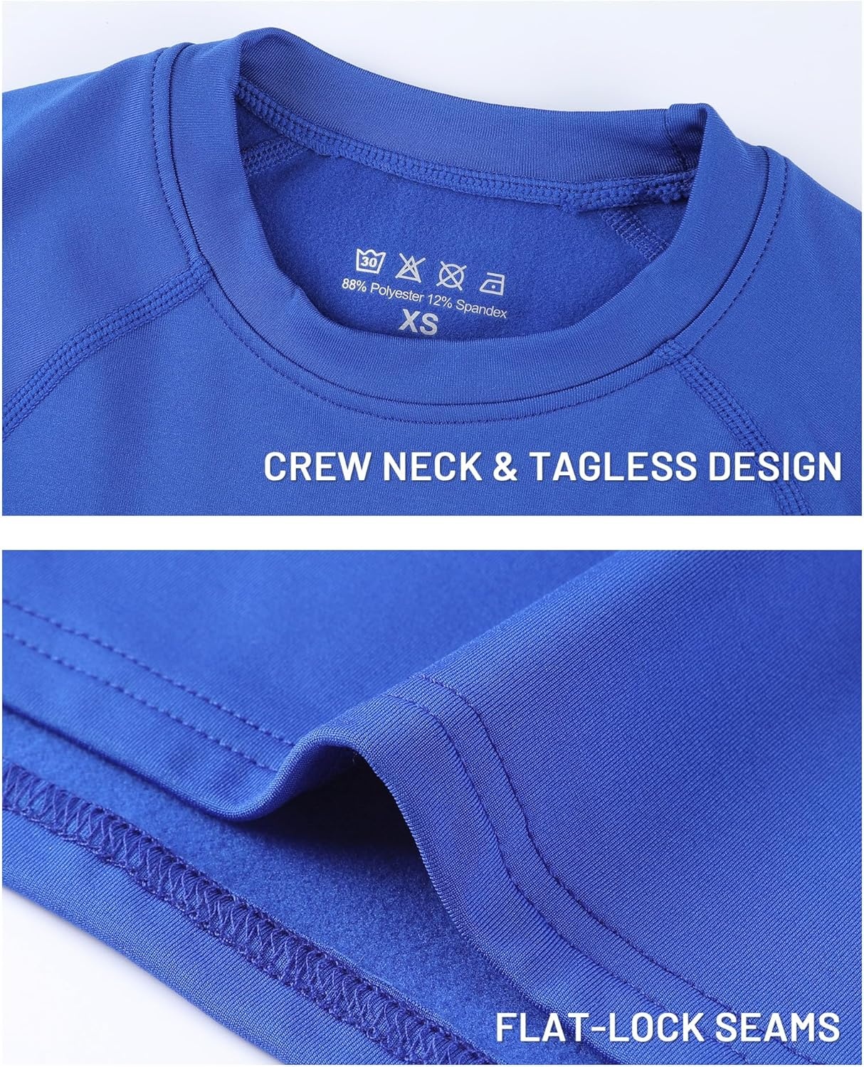 image:imageRunhit Youth Boys Compression Thermal Shirt Long Sleeve Fleece Base Layer Undershirt for Football Baseball Soccer BasketballBlue