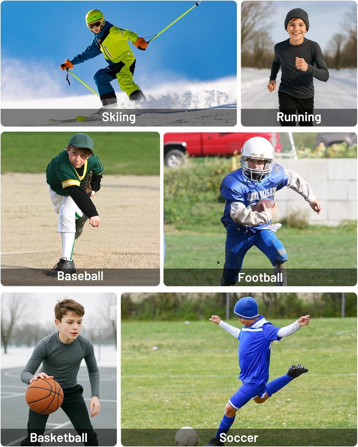 image:imageRunhit Youth Boys Compression Thermal Shirt Long Sleeve Fleece Base Layer Undershirt for Football Baseball Soccer BasketballDark Gray