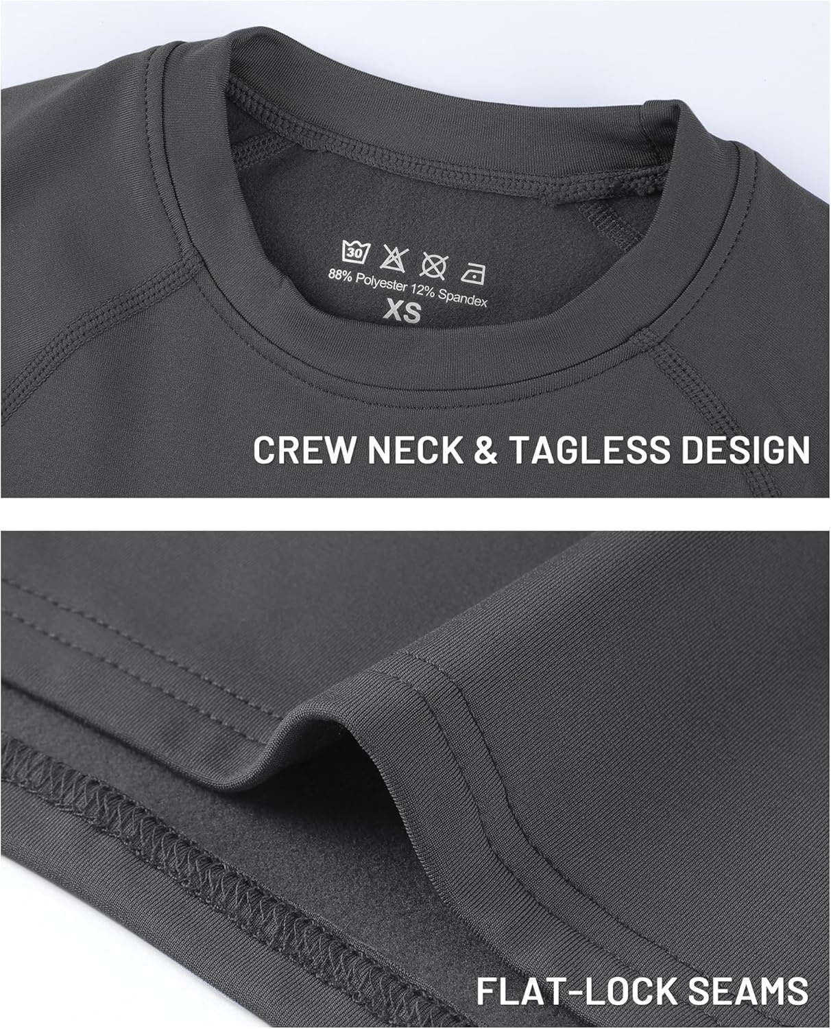 image:imageRunhit Youth Boys Compression Thermal Shirt Long Sleeve Fleece Base Layer Undershirt for Football Baseball Soccer BasketballDark Gray