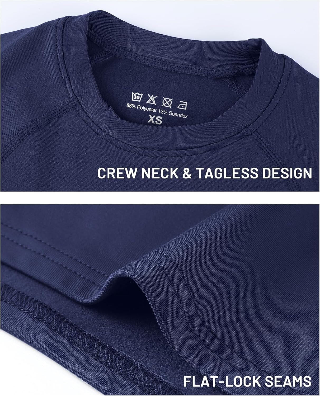 image:imageRunhit Youth Boys Compression Thermal Shirt Long Sleeve Fleece Base Layer Undershirt for Football Baseball Soccer BasketballNavy Blue