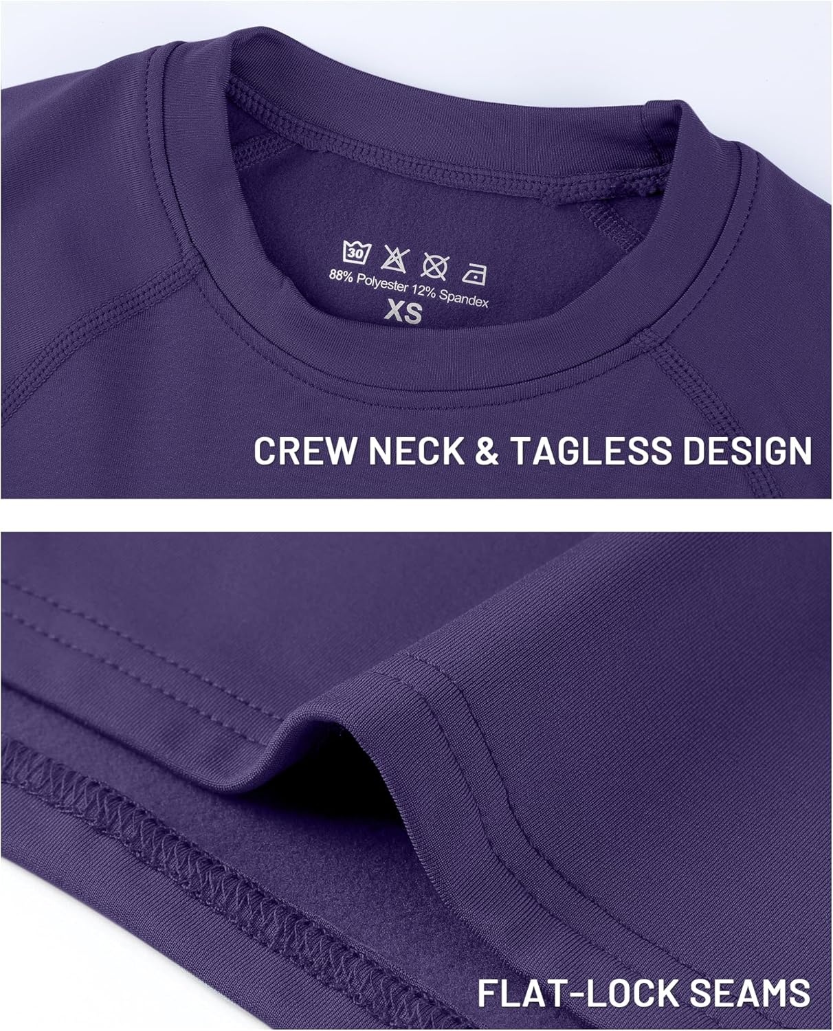 image:imageRunhit Youth Boys Compression Thermal Shirt Long Sleeve Fleece Base Layer Undershirt for Football Baseball Soccer BasketballPurple
