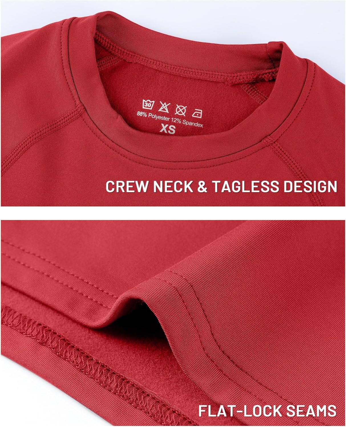 image:imageRunhit Youth Boys Compression Thermal Shirt Long Sleeve Fleece Base Layer Undershirt for Football Baseball Soccer BasketballRed