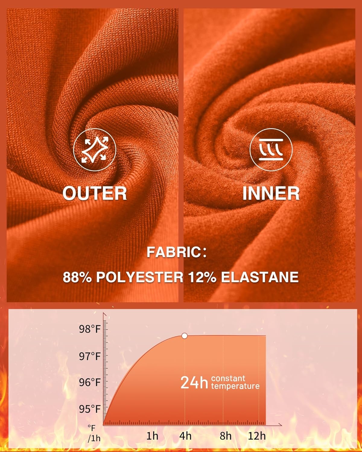 image:imageRunhit Youth Boys Compression Thermal Shirt Long Sleeve Quick Dry Fleece Undershirt Kids Baseball Football Base LayerOrangecrewneck