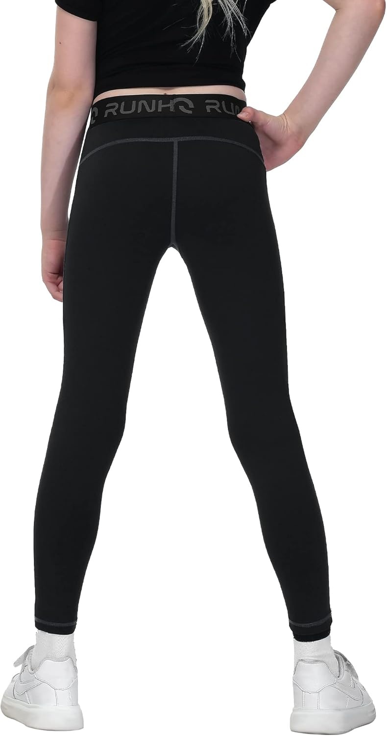 image:imageRunhit Youth Girls Leggings with Pockets Kids Yoga Dance Athletic Pants Leggings for Girls Active Compression Tights