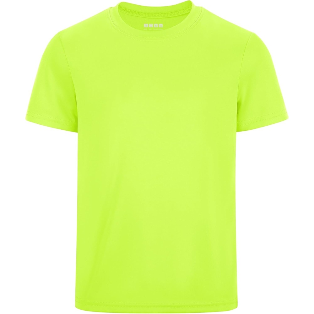 image:imageRunhit Boys Athletic TShirts Kids UPF 50 Short Sleeve Rash Guard Youth Sports Undershirt for Basketball Soccer BaseballFluorescent Green