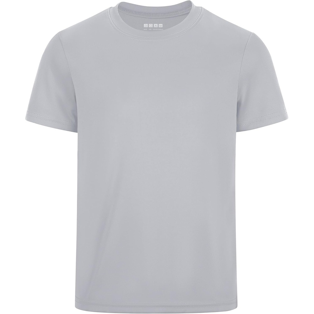 image:imageRunhit Boys Athletic TShirts Kids UPF 50 Short Sleeve Rash Guard Youth Sports Undershirt for Basketball Soccer BaseballLight Grey