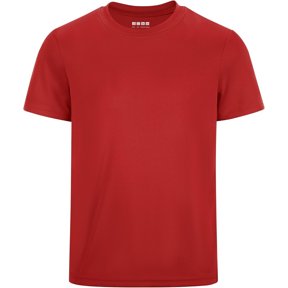 image:imageRunhit Boys Athletic TShirts Kids UPF 50 Short Sleeve Rash Guard Youth Sports Undershirt for Basketball Soccer BaseballRed