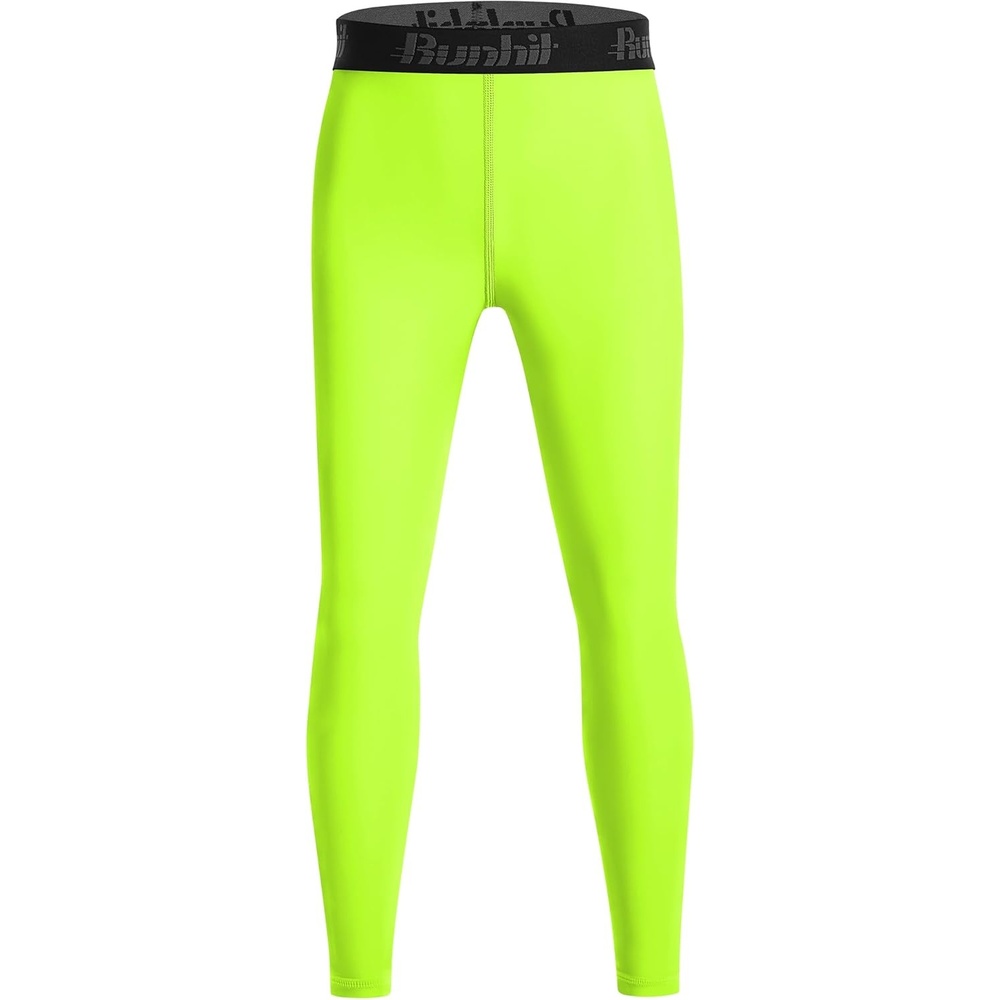 image:imageRunhit Boys BJJ Compression Pants Youth Jiu Jitsu No Gi Spats Kids Leggings Athletic Base Layer for Training MMA WrestlingFluorescent Green