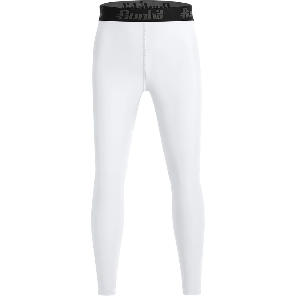 image:imageRunhit Boys BJJ Compression Pants Youth Jiu Jitsu No Gi Spats Kids Leggings Athletic Base Layer for Training MMA WrestlingWhite