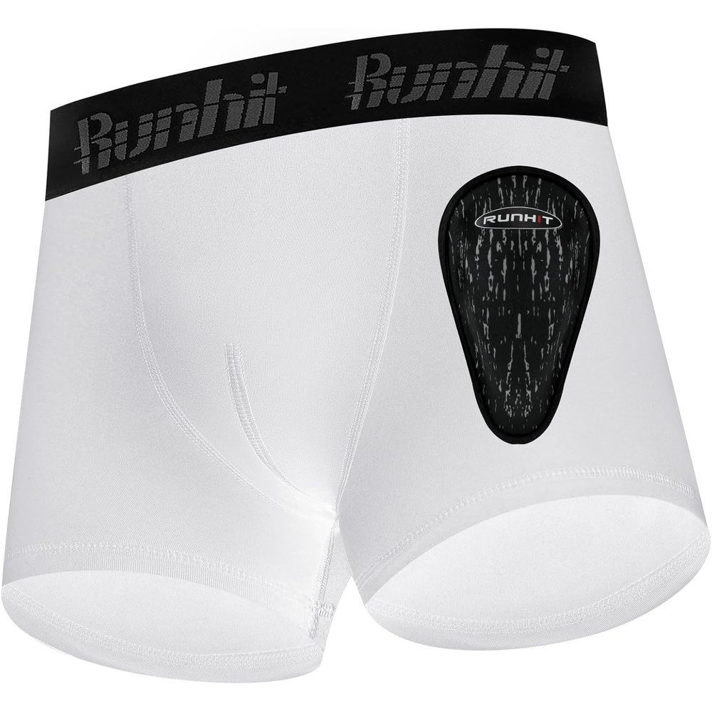 image:imageRunhit Boys Baseball Cup Underwear Football Cup Boxer Brief Youth Compression Shorts with Soft Protective Athletic CupWhite1