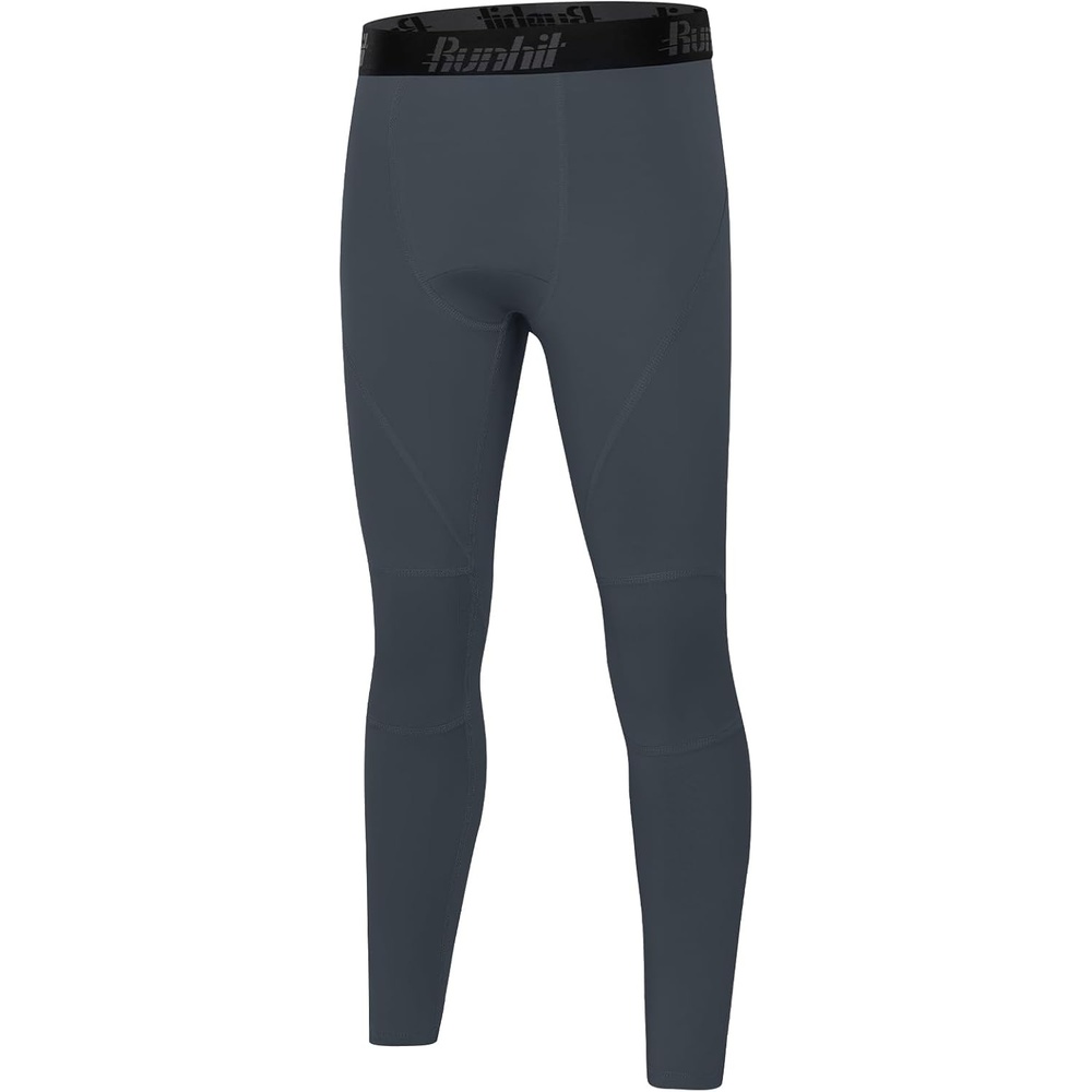 image:imageRunhit Boys Compression Leggings Youth Athletic Tights Basketball Compression Pants Boys Base Layer Pants Sports LeggingGray