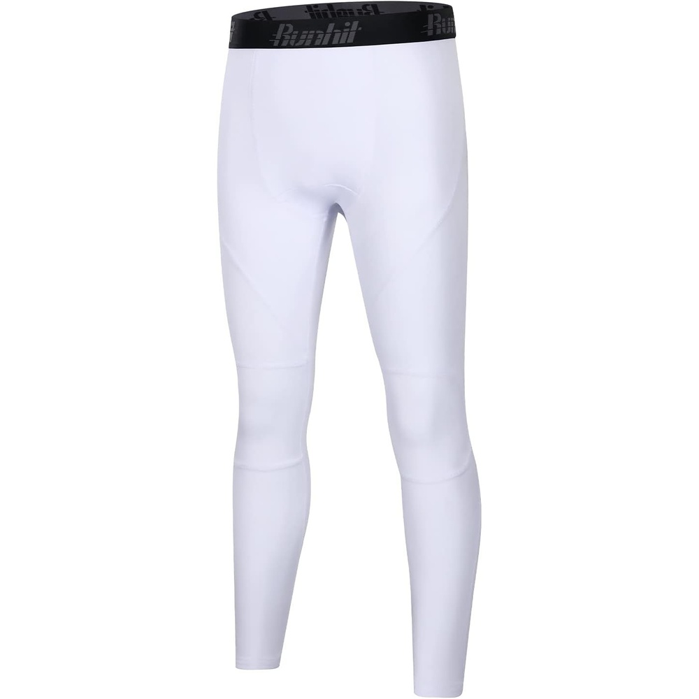 image:imageRunhit Boys Compression Leggings Youth Athletic Tights Basketball Compression Pants Boys Base Layer Pants Sports LeggingWhite