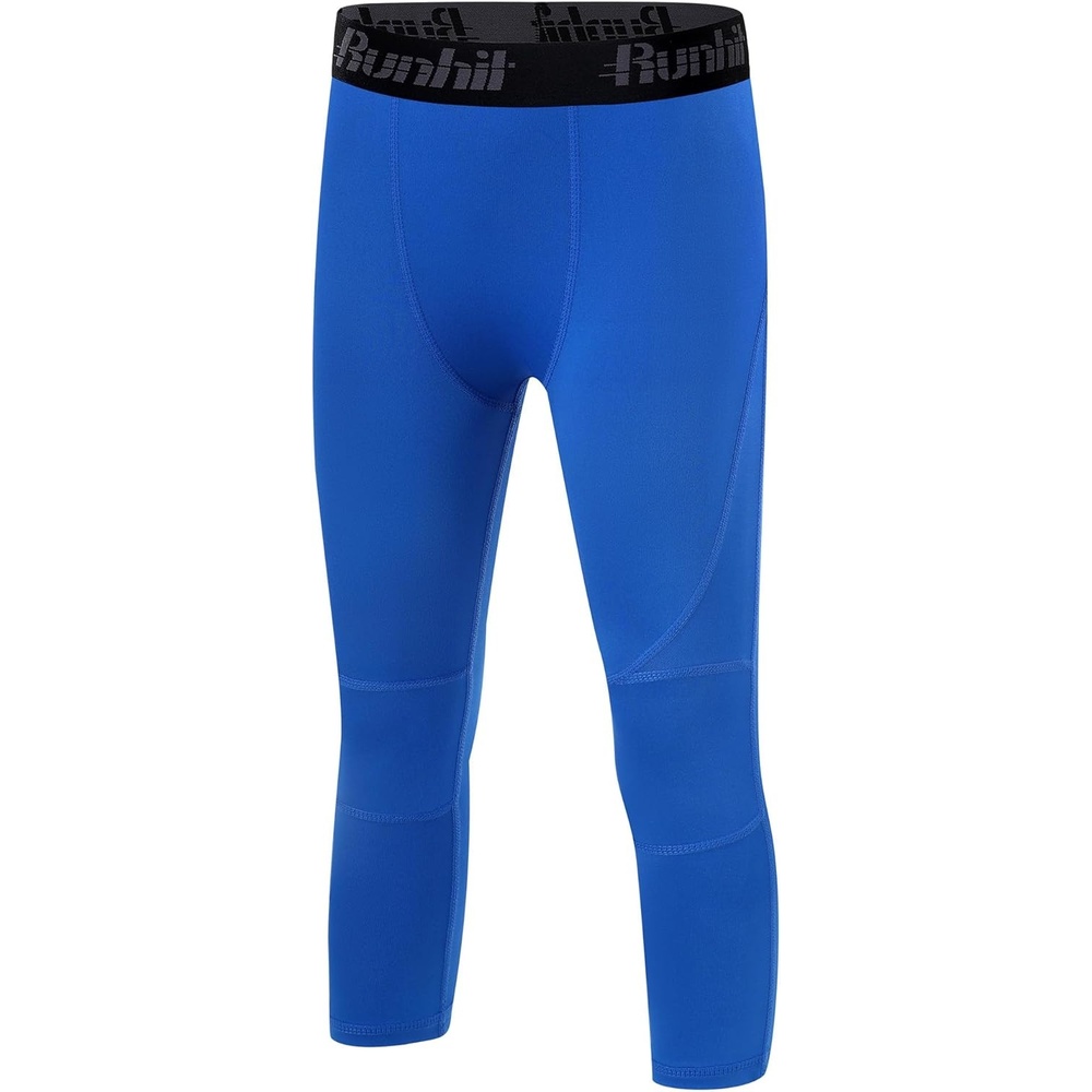 image:imageRunhit Boys Compression Pants 34 Youth Athletic Leggings Capris Tights Sports Base Layer for Basketball Football BaseballBlue