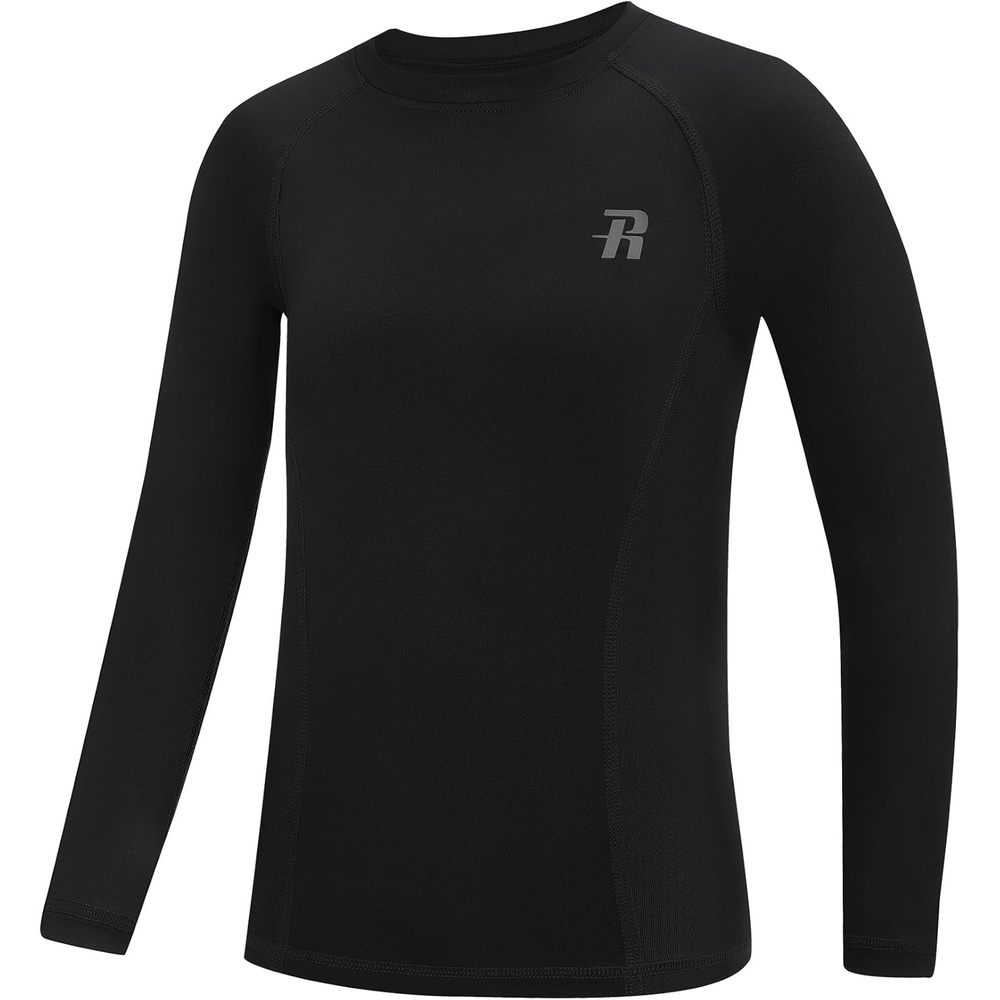 image:imageRunhit Boys Compression Shirt Kids Long Sleeve Athletic Undershirt Youth Quick Dry Base Layer for Football BaseballBlack