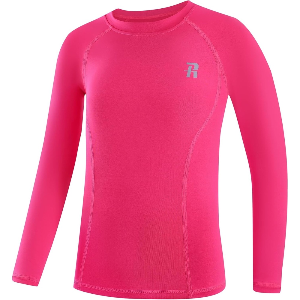 image:imageRunhit Boys Compression Shirt Kids Long Sleeve Athletic Undershirt Youth Quick Dry Base Layer for Football BaseballPink