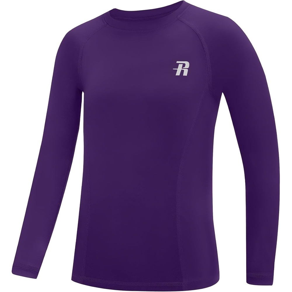 image:imageRunhit Boys Compression Shirt Kids Long Sleeve Athletic Undershirt Youth Quick Dry Base Layer for Football BaseballPurple