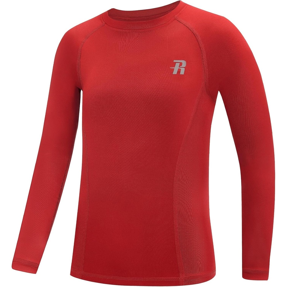 image:imageRunhit Boys Compression Shirt Kids Long Sleeve Athletic Undershirt Youth Quick Dry Base Layer for Football BaseballRed