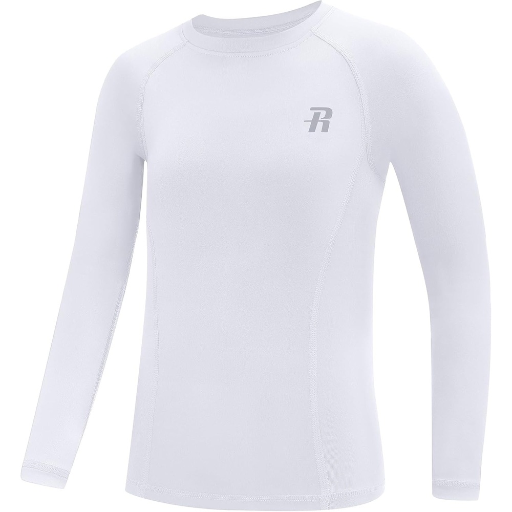 image:imageRunhit Boys Compression Shirt Kids Long Sleeve Athletic Undershirt Youth Quick Dry Base Layer for Football BaseballWhite