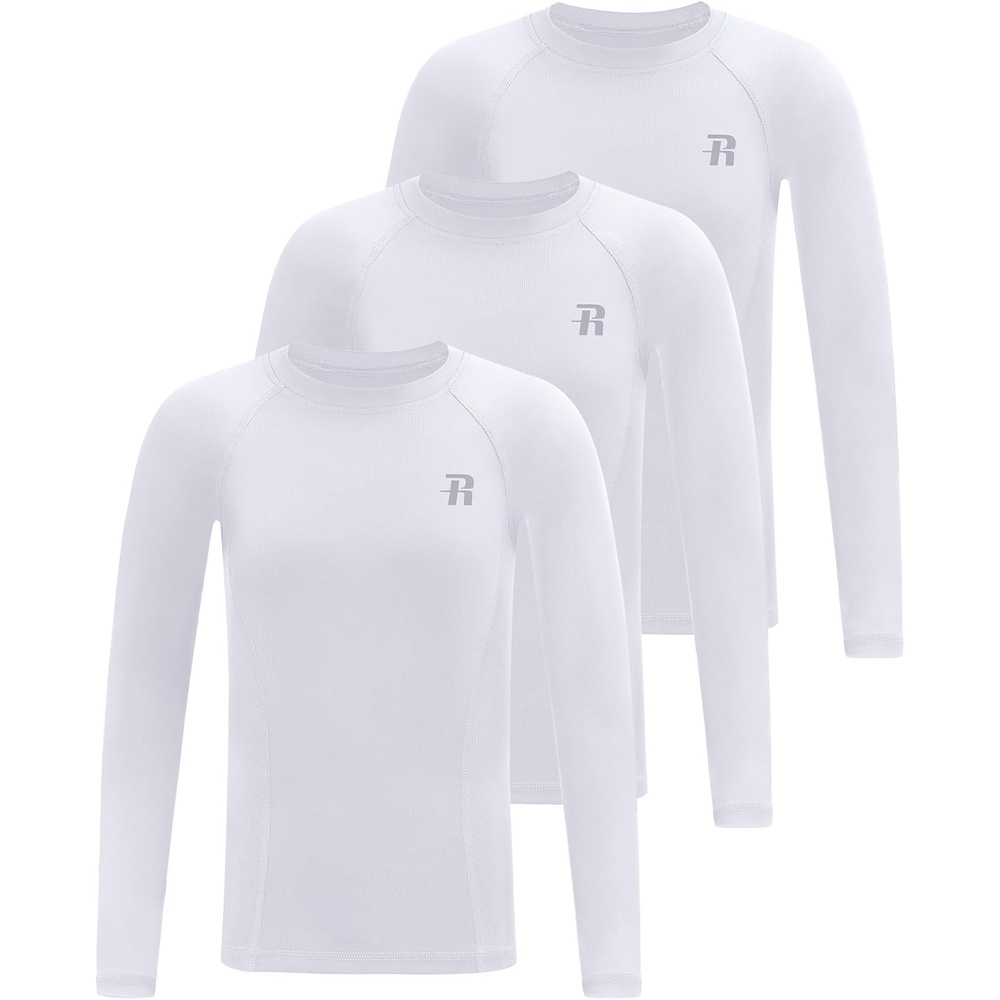 image:imageRunhit Boys Compression Shirt Kids Long Sleeve Athletic Undershirt Youth Quick Dry Base Layer for Football BaseballWhiteWhiteWhite