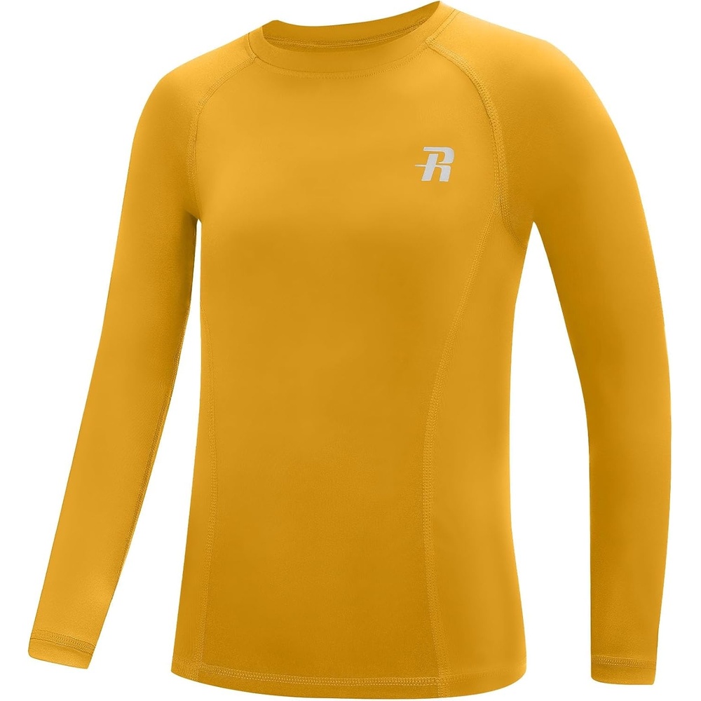 image:imageRunhit Boys Compression Shirt Kids Long Sleeve Athletic Undershirt Youth Quick Dry Base Layer for Football BaseballYellow