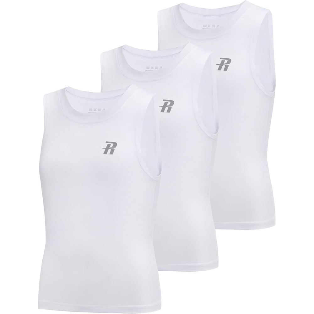 image:imageRunhit Boys Compression Tank Top Youth Athletic Quick Dry Base Layer Shirt3packwhitewhitewhite