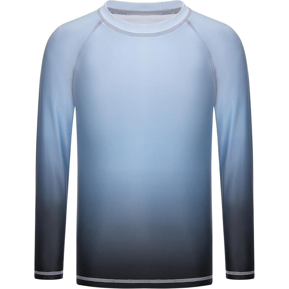 image:imageRunhit Boys Gradient Rash Guard Swim Shirt Long Sleeve Kids UPF 50 Sun Protection UV Water Shirts SPF Quick Dry RashguardGrayblack