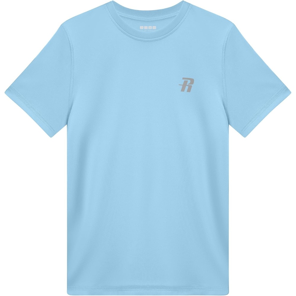 image:imageRunhit Boys Rash Guard Short Sleeve Swim Shirt Kids UPF 50 Quick Dry Rashguard Sun Protection Water TShirt 2T to YouthLight Blue
