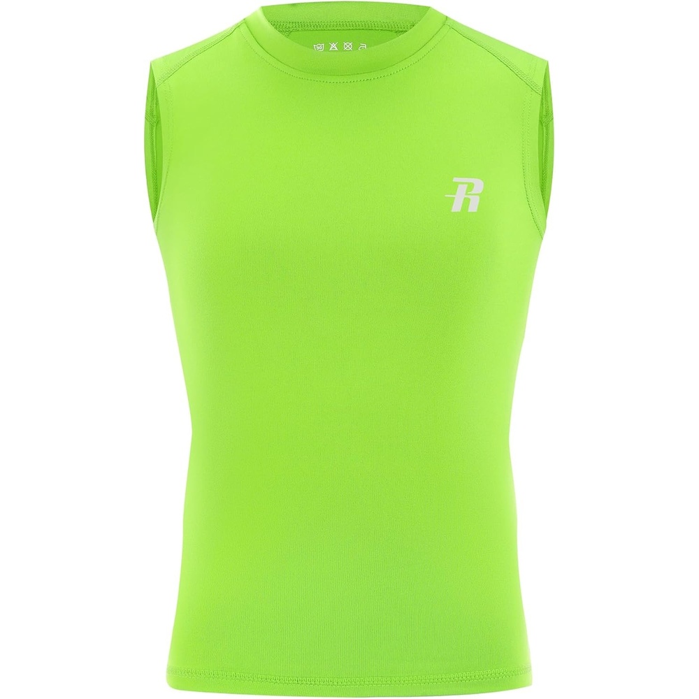 image:imageRunhit Boys Sleeveless Compression Shirt Kids Athletic Tank Tops Youth Quick Dry Undershirt for Football BasketballFluorescent Yellow