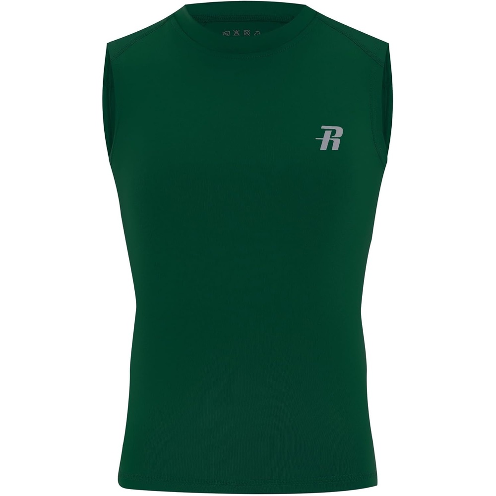 image:imageRunhit Boys Sleeveless Compression Shirt Kids Athletic Tank Tops Youth Quick Dry Undershirt for Football BasketballGreen