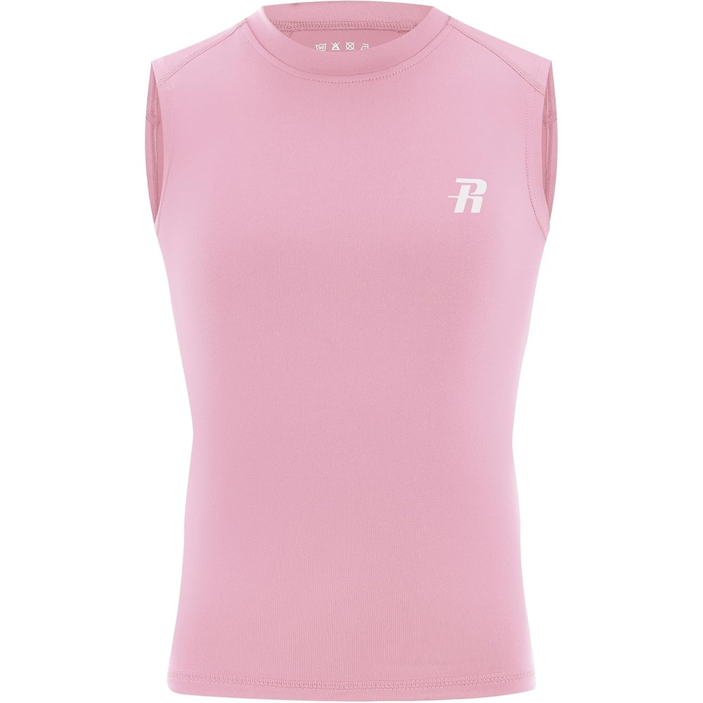 image:imageRunhit Boys Sleeveless Compression Shirt Kids Athletic Tank Tops Youth Quick Dry Undershirt for Football BasketballLight Pink