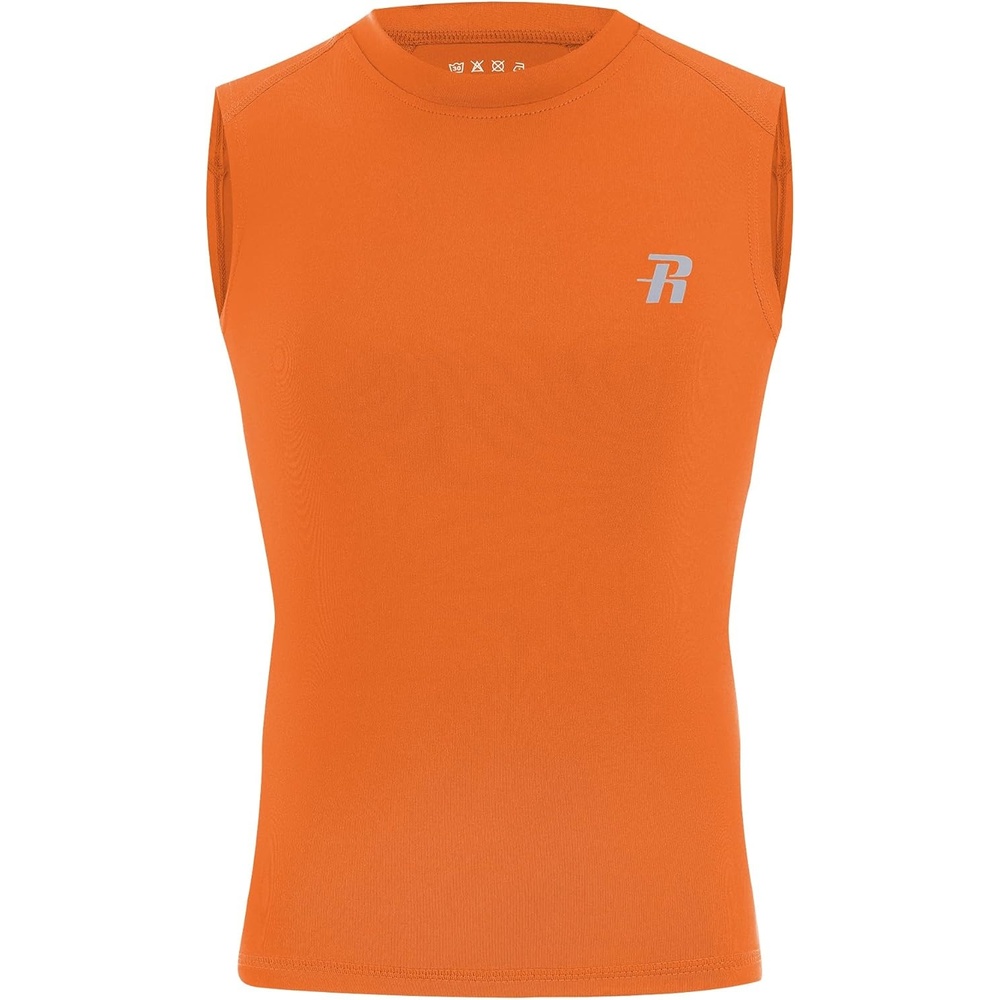 image:imageRunhit Boys Sleeveless Compression Shirt Kids Athletic Tank Tops Youth Quick Dry Undershirt for Football BasketballOrange