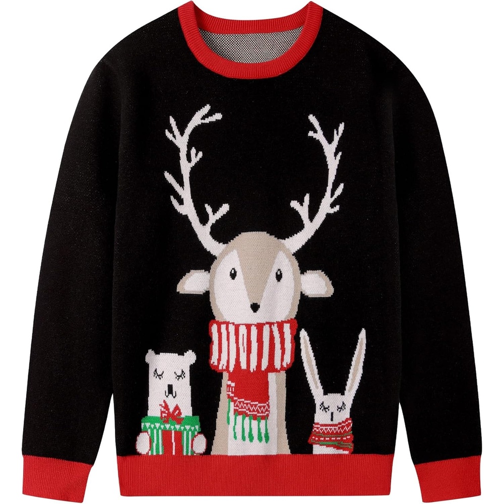 image:imageRunhit Boys Ugly Christmas Sweater Kids Funny Crew Neck Knitted Christmas Pullover for Xmas HolidayAnimal Collection