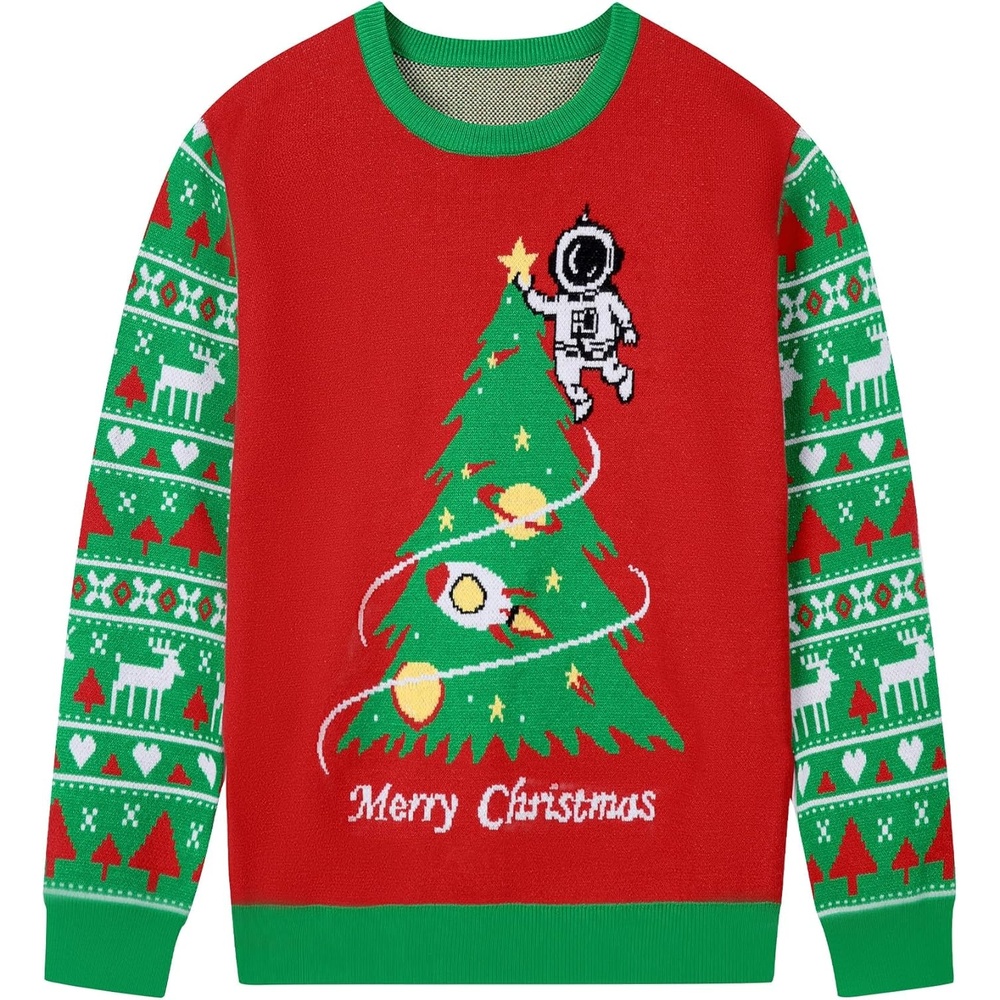 image:imageRunhit Boys Ugly Christmas Sweater Kids Funny Crew Neck Knitted Christmas Pullover for Xmas HolidayChristmas Starry
